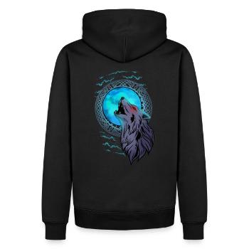 Fenrir Wolf Fenriswolf Viking Nordic Walhalla - Sweat à capuche Premium bio Homme - noir - Dos - Nico (187cm)