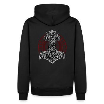 Mjolnir Hammer Wikinger Symbol Kämpfer Walhalla - Männer Premium Bio Hoodie - Schwarz - Hinten - Nico (187cm)