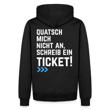 Informatiker IT Ticket Spruch Programmierer - Männer Premium Bio Hoodie - Schwarz - Hinten - Nico (187cm)
