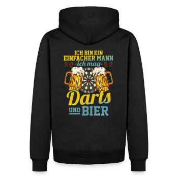 Ich bin ein einfacher Mann ich mag Darts und Bier - Männer Premium Bio Hoodie - Schwarz - Hinten - Nico (187cm)