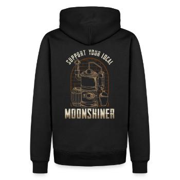 Support Your Local Moonshiner - Schnaps Geschenk - Männer Premium Bio Hoodie - Schwarz - Hinten - Nico (187cm)