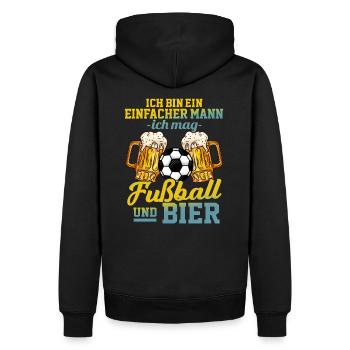 Je suis un homme simple - football et bière - Sweat à capuche Premium bio Homme - noir - Dos - Nico (187cm)