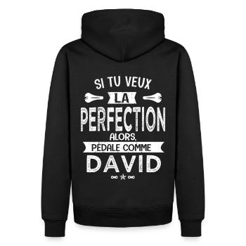 david si tu veux la perfection à vélo cycliste - Sweat à capuche Premium bio Homme - noir - Dos - Nico (187cm)