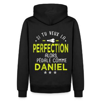 daniel si tu veux la perfection à vélo cycliste - Sweat à capuche Premium bio Homme - noir - Dos - Nico (187cm)