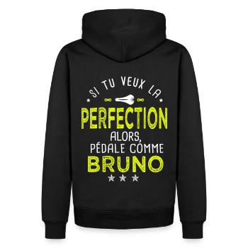 bruno si tu veux la perfection à vélo cycliste - Sweat à capuche Premium bio Homme - noir - Dos - Nico (187cm)