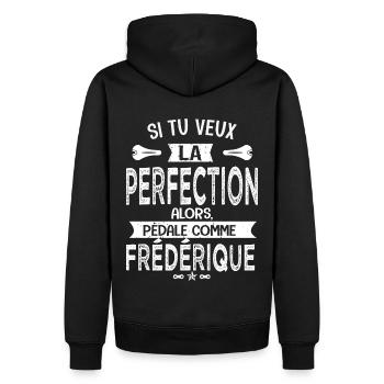 frédérique tu veux la perfection à vélo cycliste - Sweat à capuche Premium bio Homme - noir - Dos - Nico (187cm)