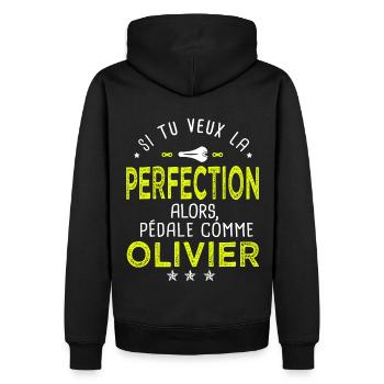 olivier si tu veux la perfection à vélo cycliste - Sweat à capuche Premium bio Homme - noir - Dos - Nico (187cm)