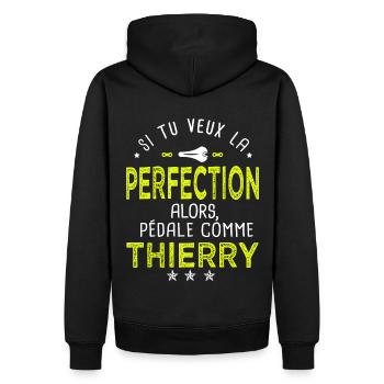 thierry si tu veux la perfection à vélo cycliste - Sweat à capuche Premium bio Homme - noir - Dos - Nico (187cm)