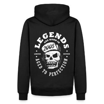 2005 anniversaire 18 ans Majorité skull crane - Sweat à capuche Premium bio Homme - noir - Dos - Nico (187cm)