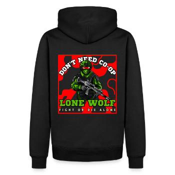 Lone Wolf Koop-Gaming-Shirt - Männer Premium Bio Hoodie - Schwarz - Hinten - Nico (187cm)