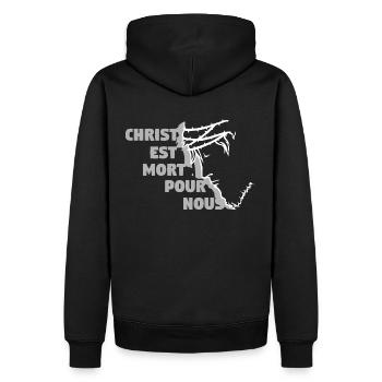 Christ Died for Us - English - Men’s Premium Organic Hoodie - black - Back - Nico (187cm)