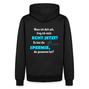 spruch witzig - Männer Premium Bio Hoodie - Schwarz - Hinten - Nico (187cm)
