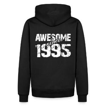 Geboren 1995 seit 1995 aussergewöhnlich - Männer Premium Bio Hoodie - Schwarz - Hinten - Nico (187cm)