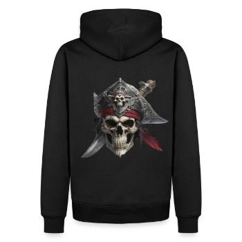 pirate skull evil - Men’s Premium Organic Hoodie - black - Back - Nico (187cm)