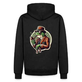 PAPI GRENOUILLE - Sweat à capuche Premium bio Homme - noir - Dos - Nico (187cm)