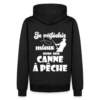 Pêche phrase humour pêcheur homme - Sweat à capuche Premium bio Homme - noir - Dos - Nico (187cm)