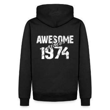 Geboren 1974 seit 1974 aussergewöhnlich - Männer Premium Bio Hoodie - Schwarz - Hinten - Nico (187cm)