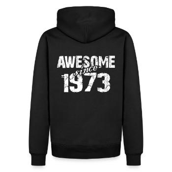Geboren 1973 seit 1973 aussergewöhnlich - Männer Premium Bio Hoodie - Schwarz - Hinten - Nico (187cm)