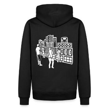 008 soundsystem 23 - Männer Premium Bio Hoodie - Schwarz - Hinten - Nico (187cm)