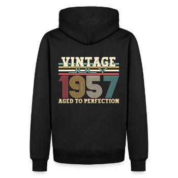 Millésime Juillet 1957 65ème anniversaire Hommes 65 ans - Sweat à capuche Premium bio Homme - noir - Dos - Nico (187cm)