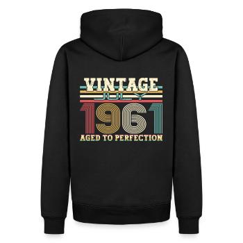 Millésime Juillet 1961 61ème anniversaire Hommes 61 ans - Sweat à capuche Premium bio Homme - noir - Dos - Nico (187cm)