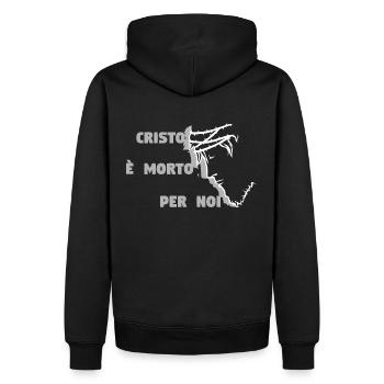 Christus ist für uns gestorben - Italienisch - Männer Premium Bio Hoodie - Schwarz - Hinten - Nico (187cm)