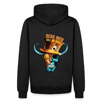 Crâne de pirate Steampunk - Art peint à la main - Sweat à capuche Premium bio Homme - noir - Dos - Nico (187cm)