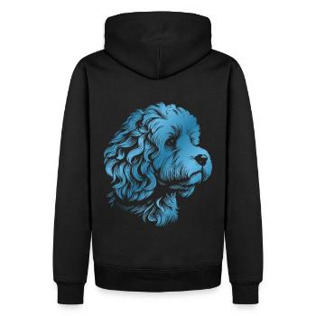 Cockerpoo Cockerspaniel Pudel Portrait, Zeichnung - Männer Premium Bio Hoodie - Schwarz - Hinten - Nico (187cm)