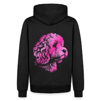Cockerpoo Cockerspaniel Pudel Portrait, Zeichnung - Männer Premium Bio Hoodie - Schwarz - Hinten - Nico (187cm)