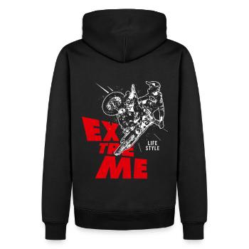 moto cross motocross life style motocross - Sweat à capuche Premium bio Homme - noir - Dos - Nico (187cm)