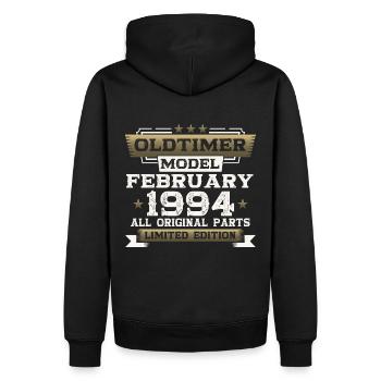 30. Geburtstag Oldtimer Februar Jahrgang 1994 - Männer Premium Bio Hoodie - Schwarz - Hinten - Nico (187cm)