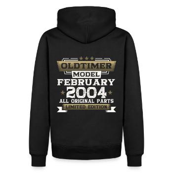 20. Geburtstag Oldtimer Februar Jahrgang 2004 - Männer Premium Bio Hoodie - Schwarz - Hinten - Nico (187cm)