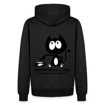 Chat noir mignon demande la nourriture ! humour - Sweat à capuche Premium bio Homme - noir - Dos - Nico (187cm)