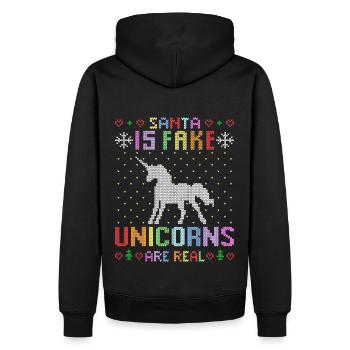 Licorne Licornes réel drôle coloré Noël laid - Sweat à capuche Premium bio Homme - noir - Dos - Nico (187cm)