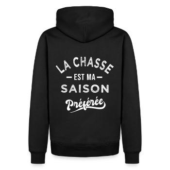 Chasse saison préférée Cadeau cool pour chasseur - Sweat à capuche Premium bio Homme - noir - Dos - Nico (187cm)