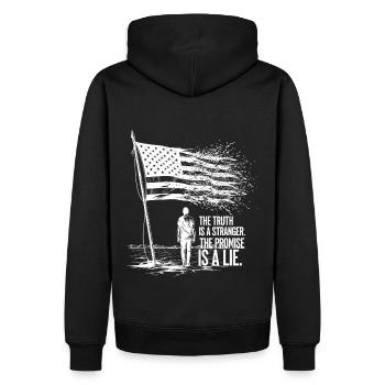 La vérité est étrangère - Sweat à capuche Premium bio Homme - noir - Dos - Nico (187cm)