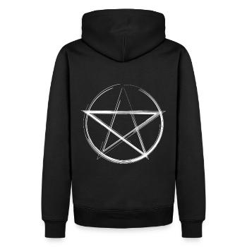 Esquisse du pentagramme blanc - Sweat à capuche Premium bio Homme - noir - Dos - Nico (187cm)