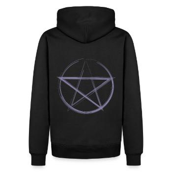 Croquis du Pentagramme violet - Sweat à capuche Premium bio Homme - noir - Dos - Nico (187cm)