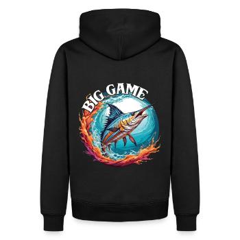 Springender Marlin Hochseefischen Tiefseefischen - Männer Premium Bio Hoodie - Schwarz - Hinten - Nico (187cm)