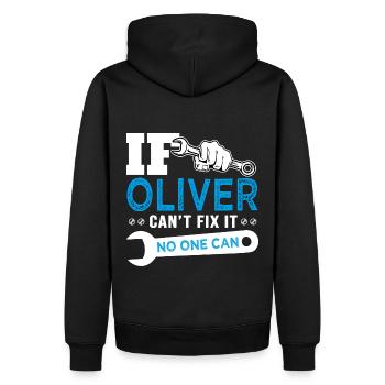 If Oliver can't fix it funny T shirt can't fix it - Sweat à capuche Premium bio Homme - noir - Dos - Nico (187cm)