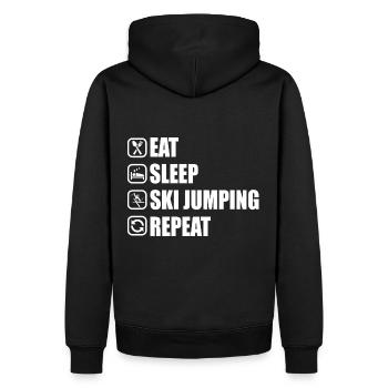 Eat Sleep SkiJumping Repeat Funny Snow Gift - Men’s Premium Organic Hoodie - black - Back - Nico (187cm)