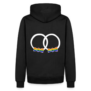 Homo Ehe Gay LGBT Pride Ringe Hochzeit - Männer Premium Bio Hoodie - Schwarz - Hinten - Nico (187cm)