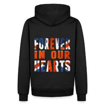 Queen Elizabeth - Forever in our hearts - Männer Premium Bio Hoodie - Schwarz - Hinten - Nico (187cm)