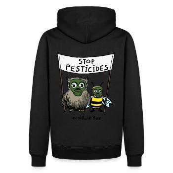 ecolOwl & Bee color - Männer Premium Bio Hoodie - Schwarz - Hinten - Nico (187cm)