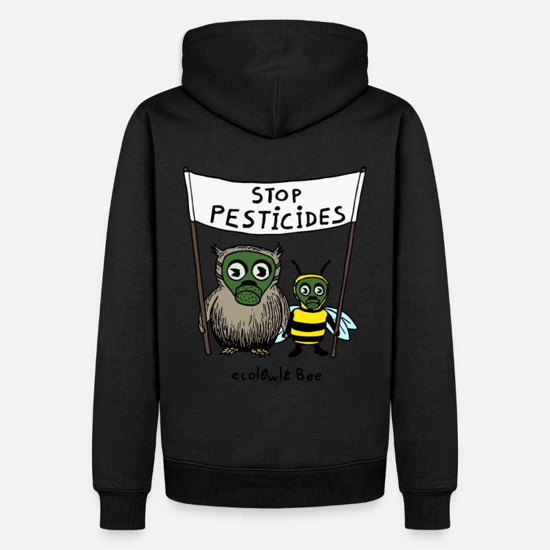 ecolOwl & Bee color - Sweat à capuche Premium bio Homme - noir
