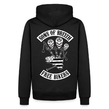 Söhne der Biker Breizh 3 - Männer Premium Bio Hoodie - Schwarz - Hinten - Nico (187cm)
