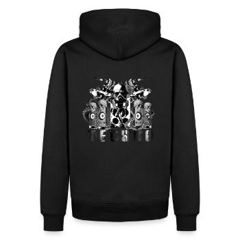 Techno Authority Hardstyle Amsterdam U-Bahn - Männer Premium Bio Hoodie - Schwarz - Hinten - Nico (187cm)