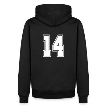 14 Rückennummer Collegestyle Football Fußball Zahl - Männer Premium Bio Hoodie - Schwarz - Hinten - Nico (187cm)