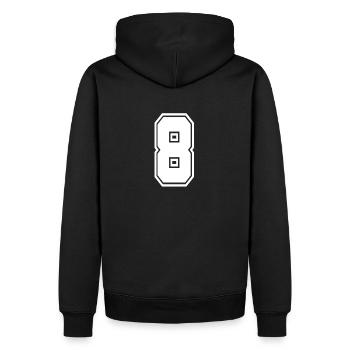 8 Rückennummer Collegestyle Football Fußball Zahl - Männer Premium Bio Hoodie - Schwarz - Hinten - Nico (187cm)