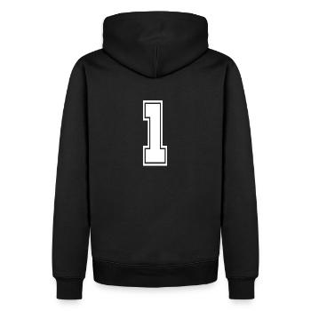 1 Rückennummer Torwart Football Fußball - Männer Premium Bio Hoodie - Schwarz - Hinten - Nico (187cm)